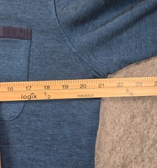 Bugatchi Uomo Shirt Mens Medium Blue Long Sleeve Quilted Shoulder Pocket Tee