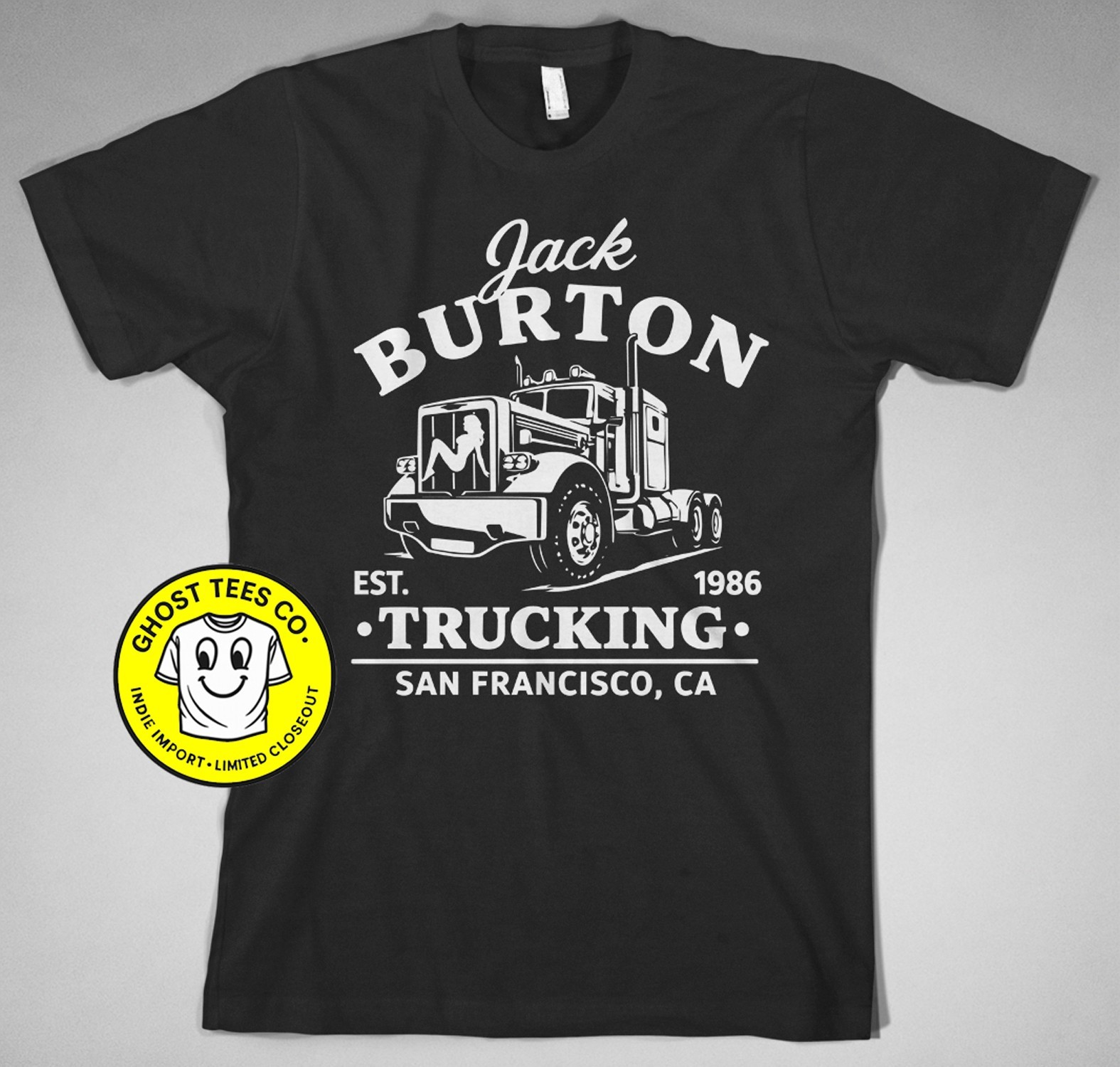 Jack Burton Trucking T-Shirt semi Big Trouble Little China 80s pork chop movie gallery