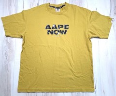 BAPE A Bathing Ape Mens LARGE Yellow AAPE NOW 2-Sided Graphic Logo S/S T-SHIRT
