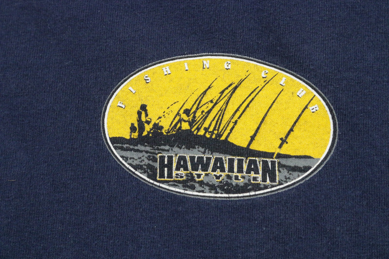 Hawaiian Style Fishing Club Shirt Mens XL Navy Blue Graphic Tee Outdoor Island gallery