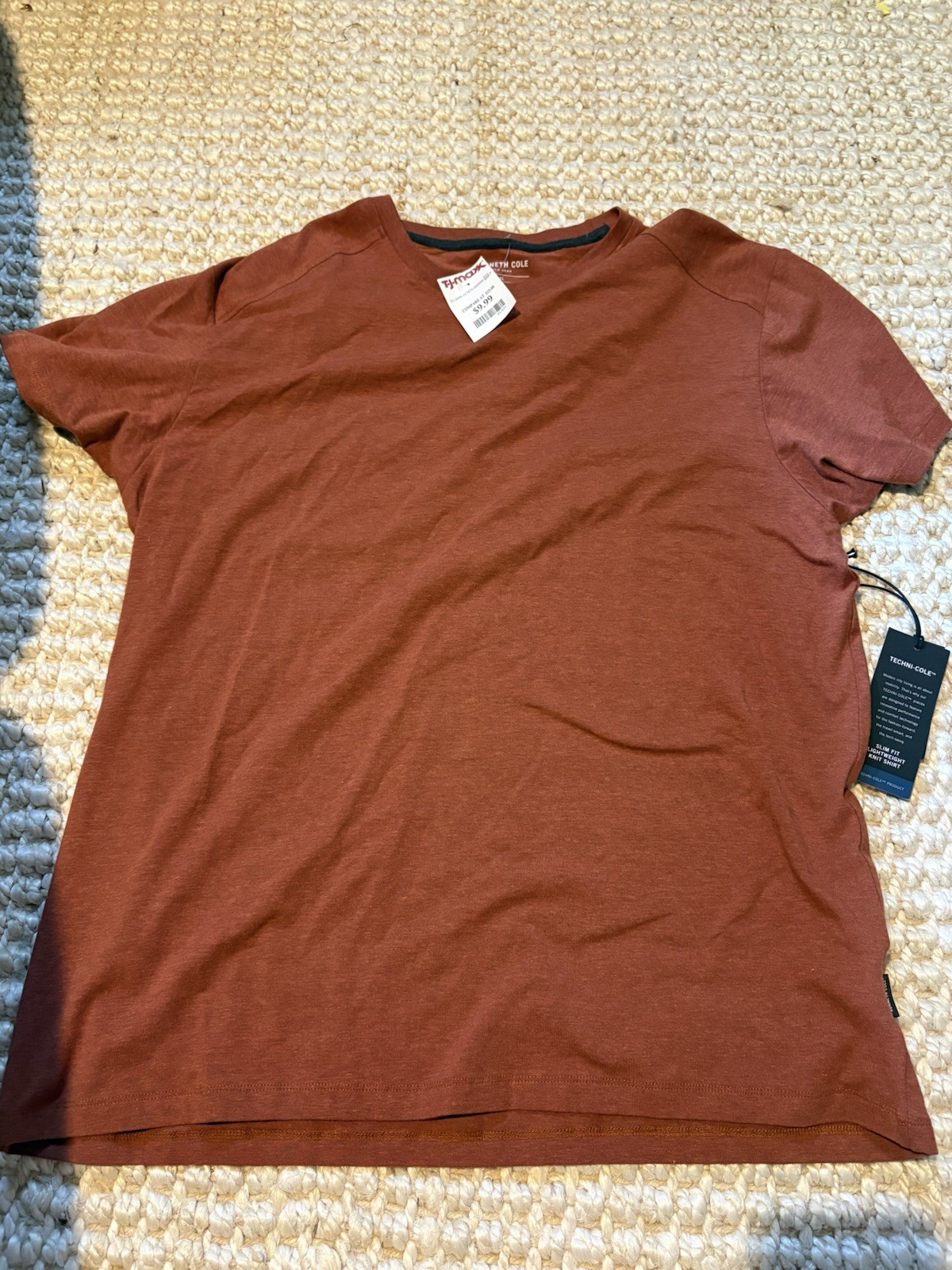 Kenneth Cole Brown Logo Knit T-Shirt, Organic Cotton Crew Neck, XL gallery