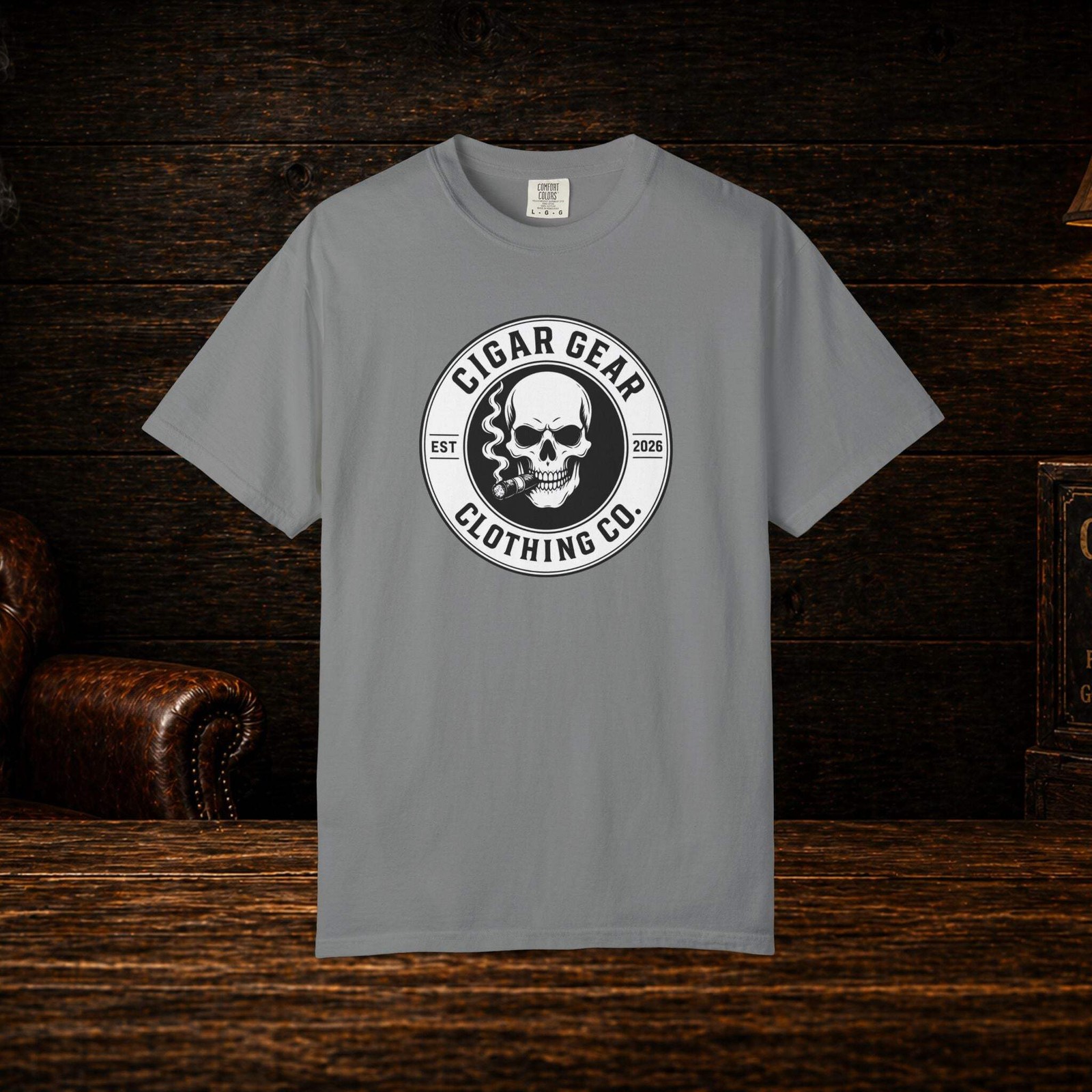 Cigar Gear Skull Logo T Shirt Men's Graphic Tee Smoking Lounge Apparel gallery