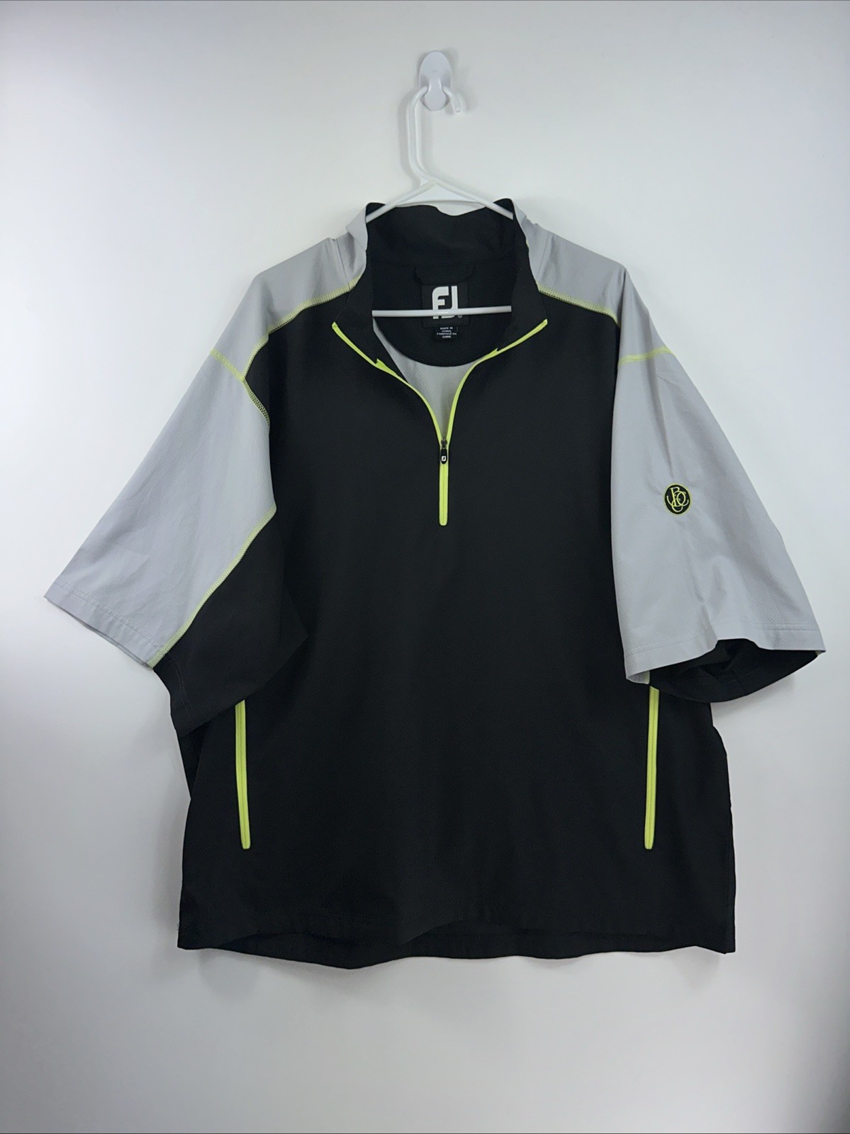 FJ FootJoy Men’s XL Black Gray S/S 1/4 Zip 100% Polyester Golf WindBreaker gallery