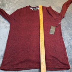 Ted Baker London Shirt Ribbed Long Sleeve Crewneck Top Burgundy Mens Medium NWT