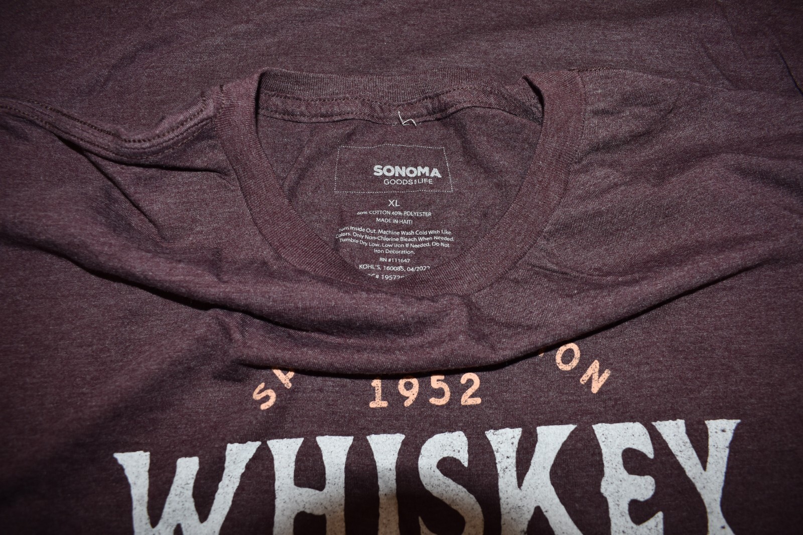 Sonoma Mens Special Edition 1952 Single Barrel Whiskey Plum Heather Shirt New XL gallery