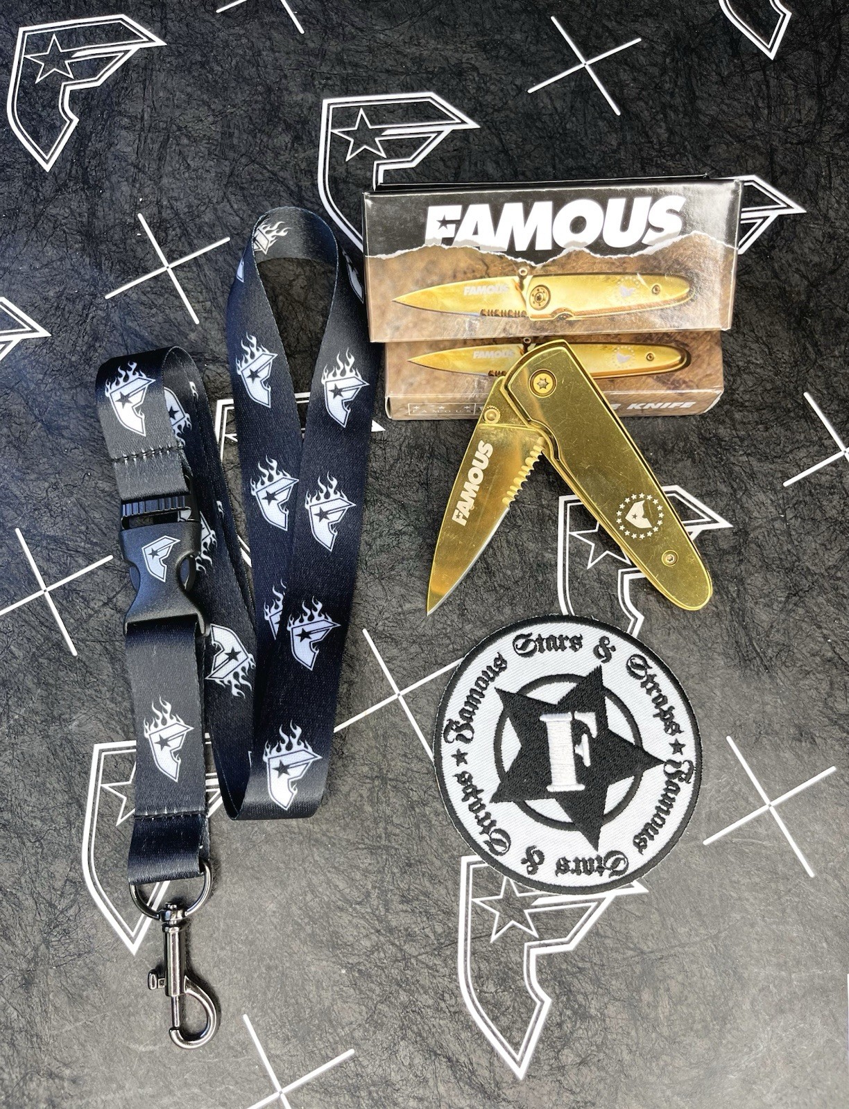 Famous Stars And Straps Patch Lanyard And Knife Set Travis Barker Blink 182 Y2K