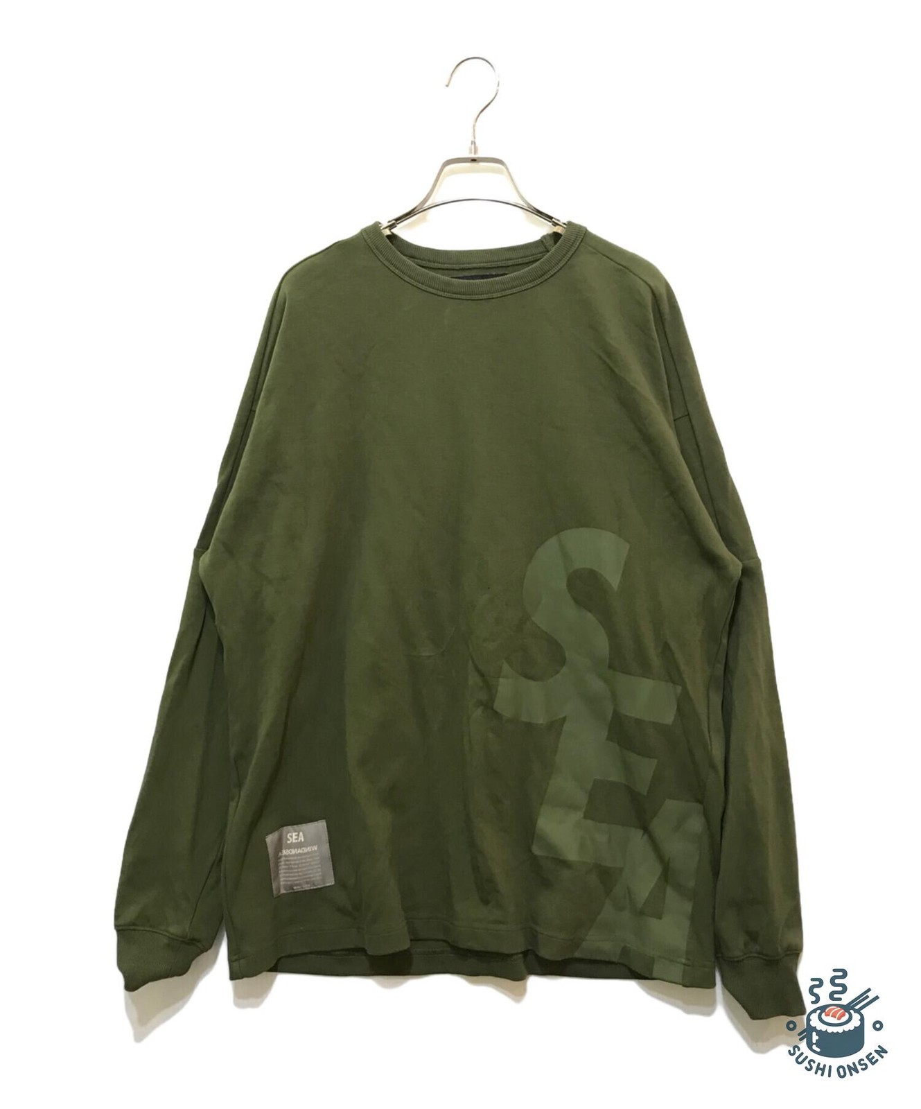 WIND AND SEA Long-sleeved cut and sew Size: S Green Men WDS-0-TECH-23-Q2-CS-02