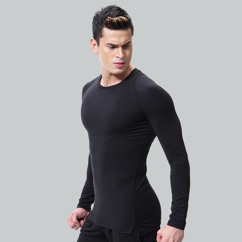 Men Compression Training Shirt Thermal Underwear Layer Workout Tops Long Sleeves gallery