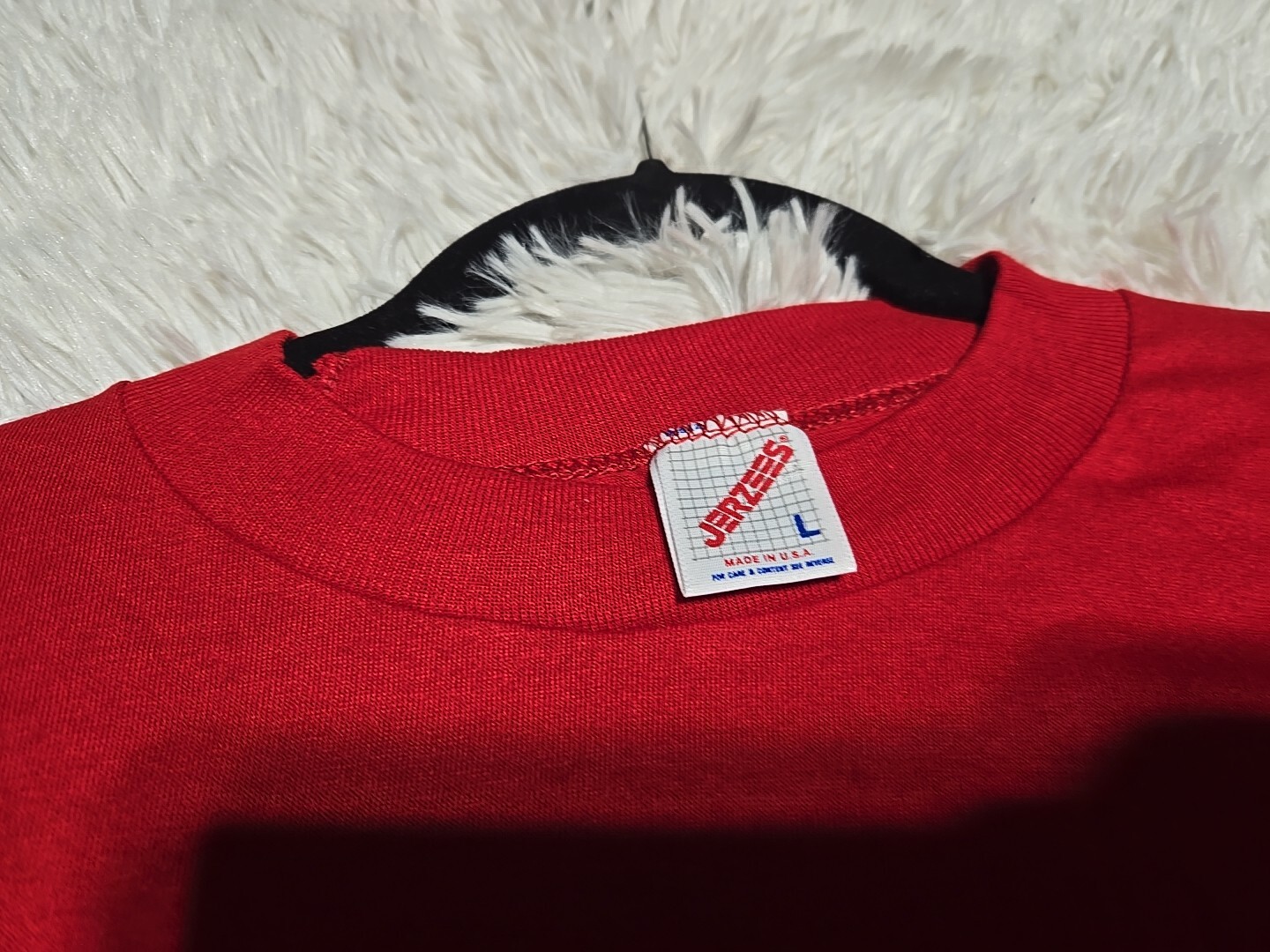 Vintage Jerzees Blank L T-Shirt Single Stitch Red Tee Grunge Skater Normcore USA gallery