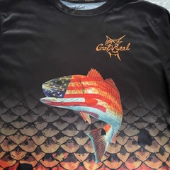 Get Reel Patriotic Redfish Tee Tshirt L Long Sleeve Dri Fit UPF 50 * Runs Big XL