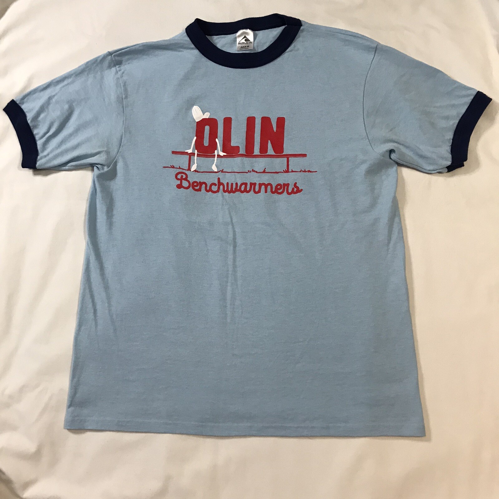 Olin Shirt Adult Medium Blue Red White Graphic Benchwarmers