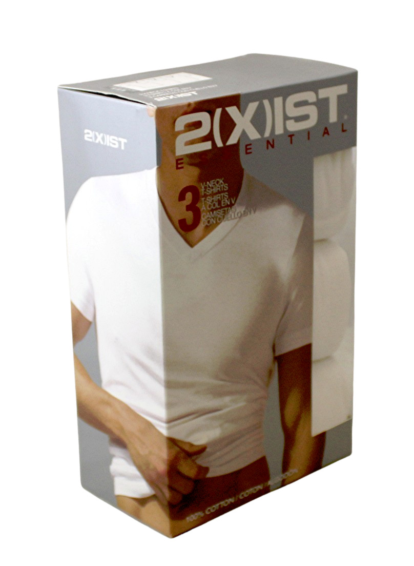 2(x)ist Mens Essential 3 Pack Jersey V-Neck T-Shirt Size Medium NEW White V Neck