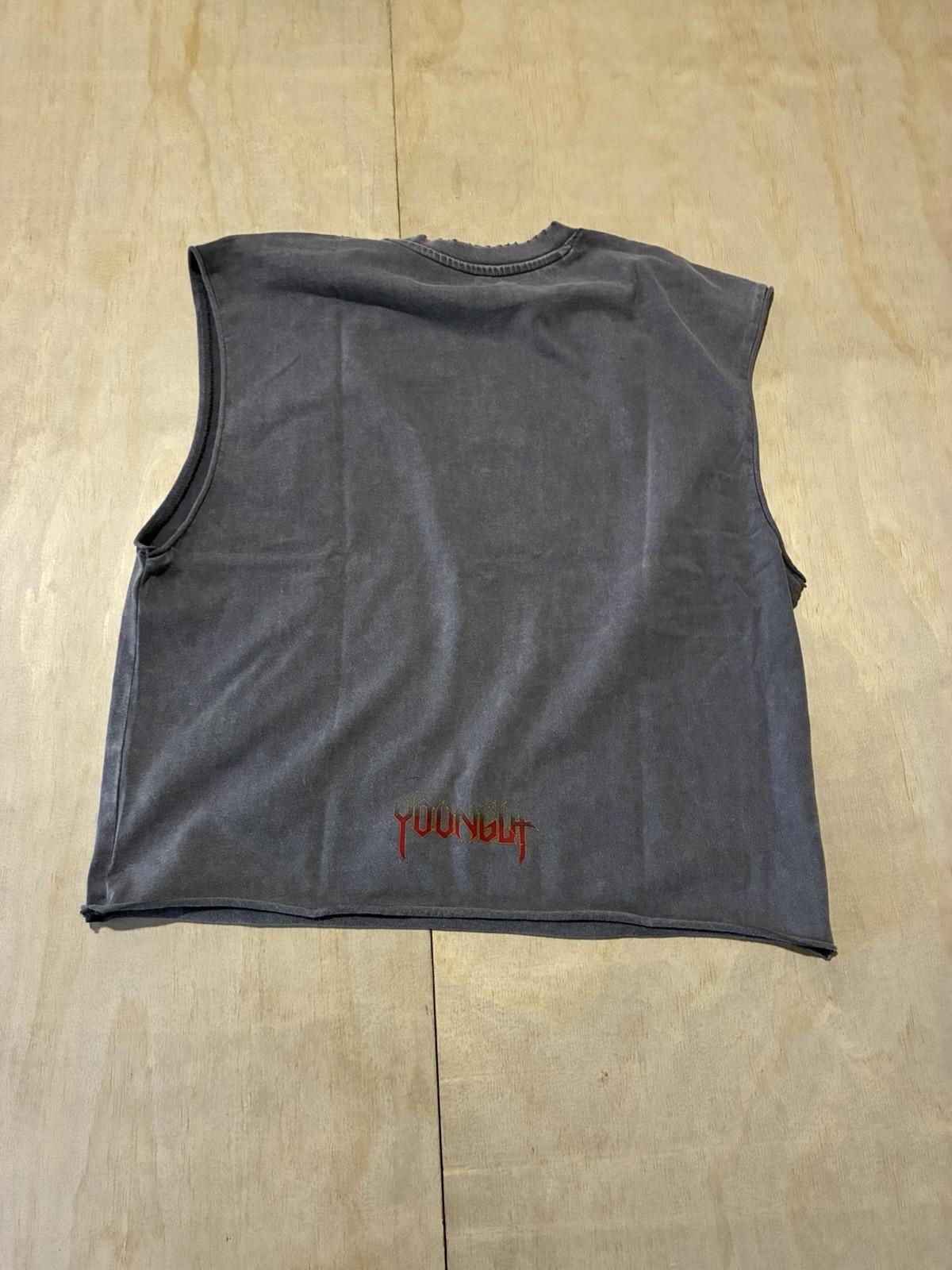 YoungLA Men 100% Cotton Tank Grey Wash Dark Night Graphic Cutoff Small gallery