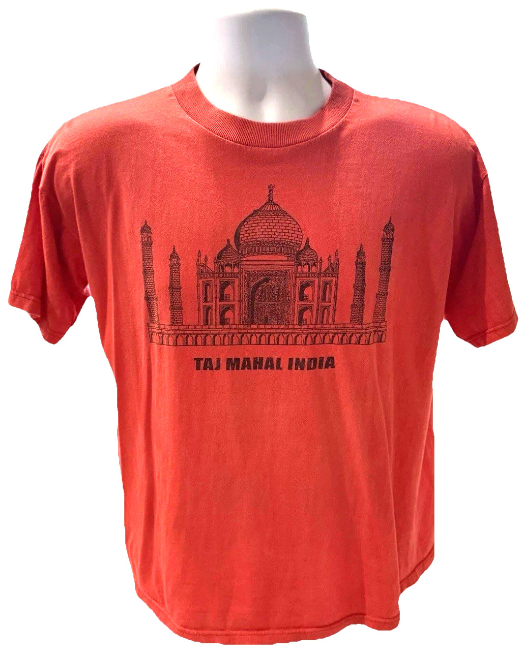 Vintage Taj Mahal India T Shirt Made In India Tourist Graphic Red Tee Fits M gallery