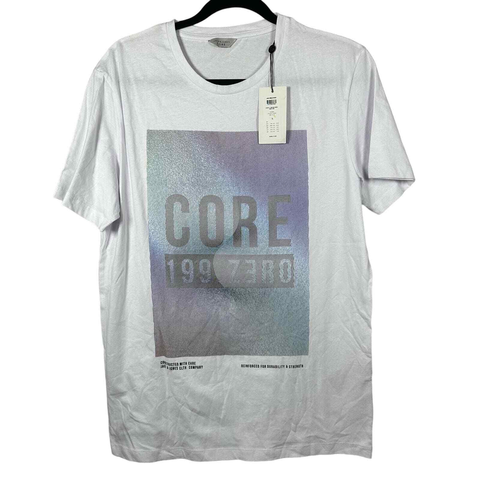 NWT Jack and Jones Core Large White JCofly Short Sleeve Crew Neck TShirt