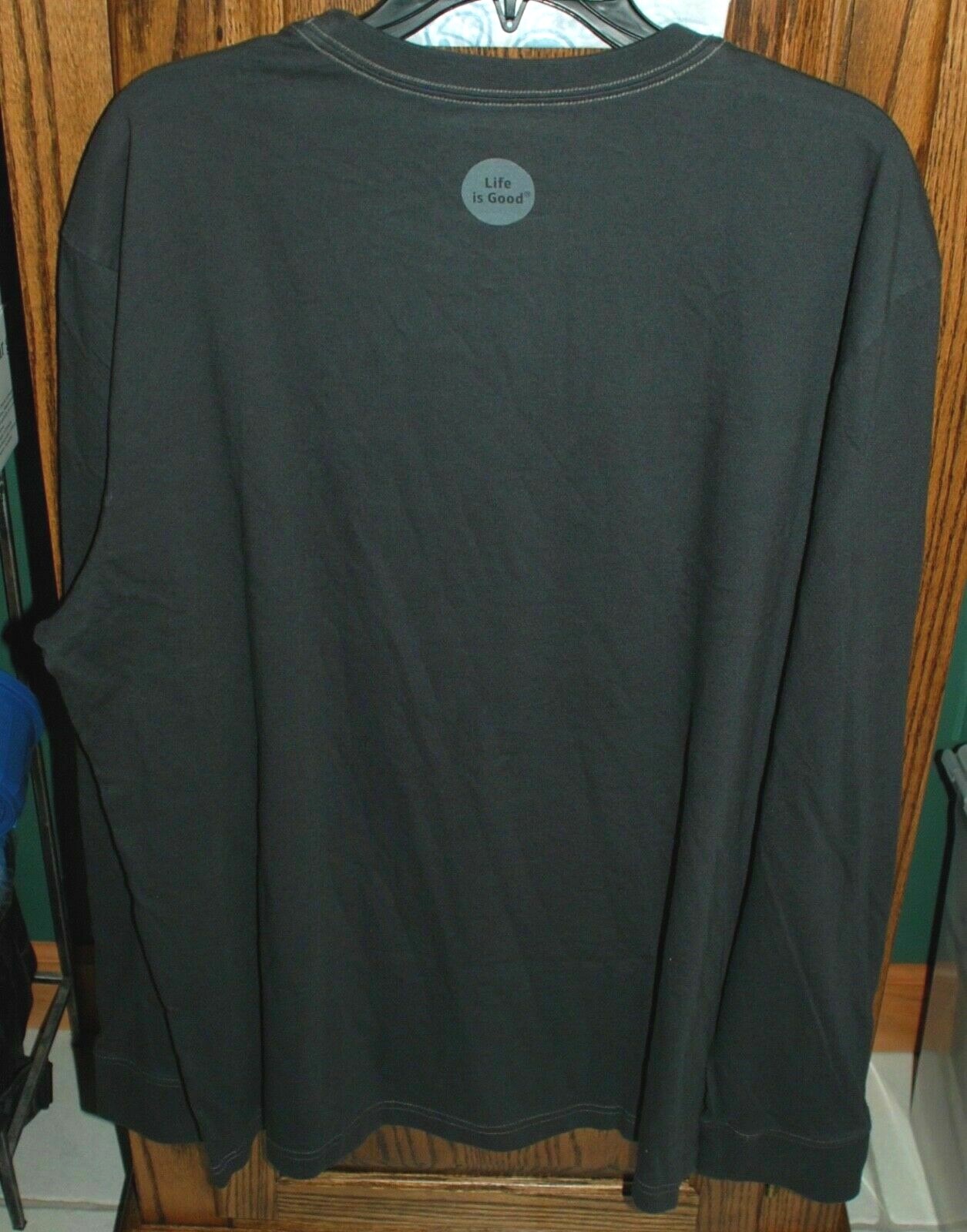 NWT Men's Life Is Good Land Of The Free Home Of The Brave Black LS Crusher Tee gallery