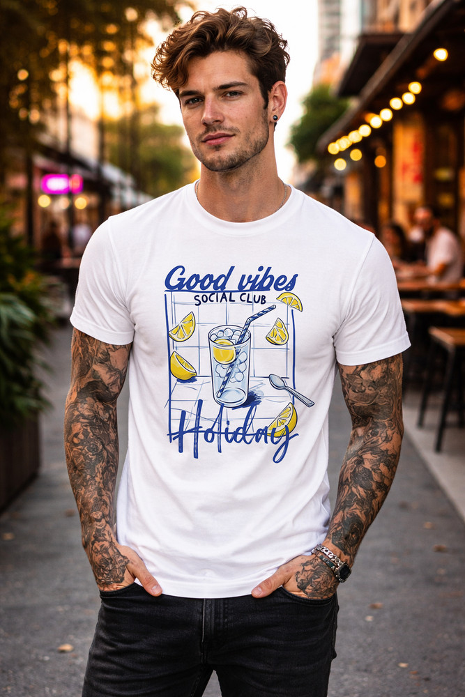Custom Graphic T-Shirt good vibes holiday party cocktail Tee Unisex Any Size