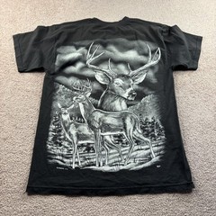 Vintage Springhill Double-Sided Deer Nature Graphic Print Size Small Black