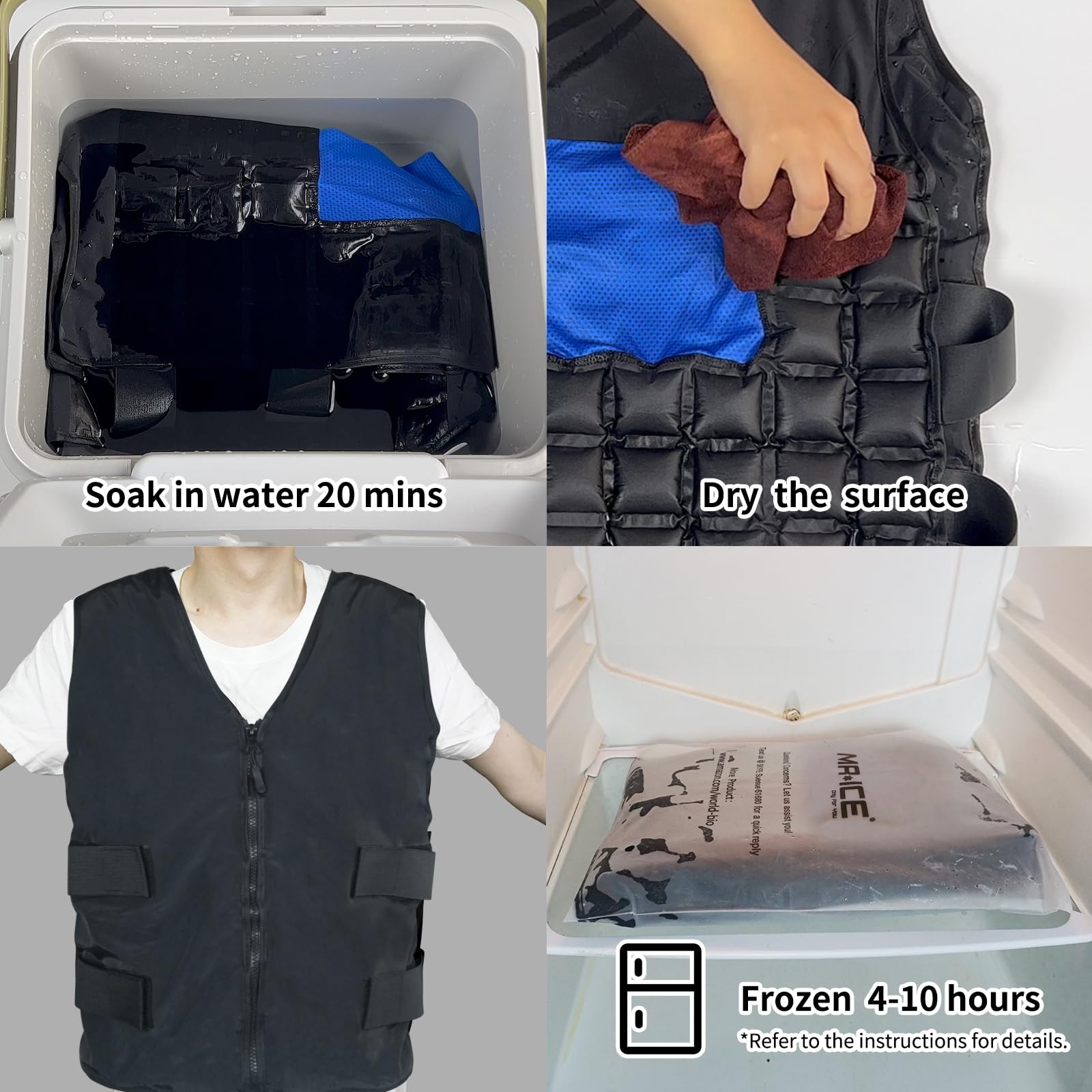 Adjustable Cooling Vest with 84 Ice Cells - 360° Full-Body Cooling，One-Size f... gallery