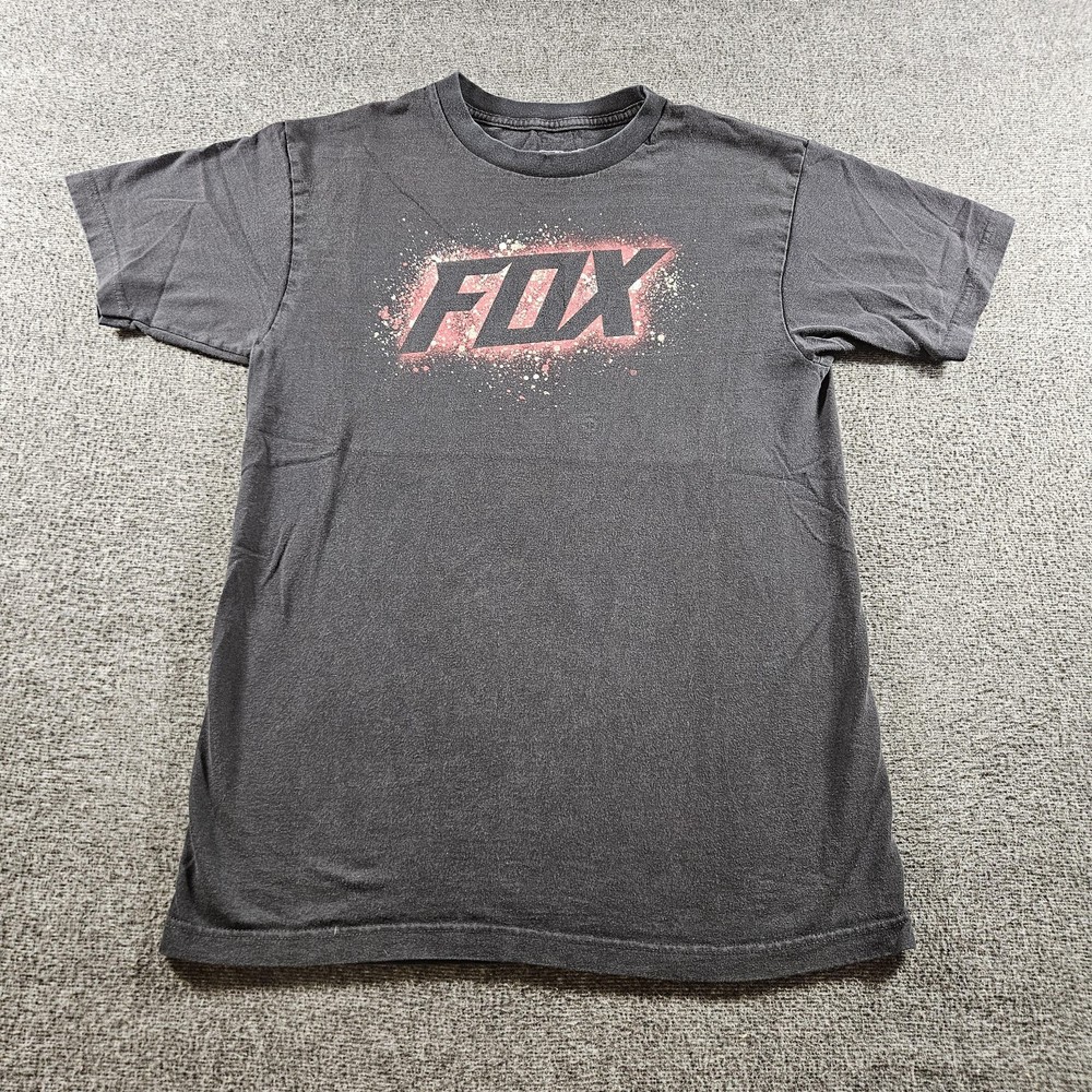 Fox Shirt Mens Medium Gray Logo Graphic Tee T-Shirt Motocross Racing MX