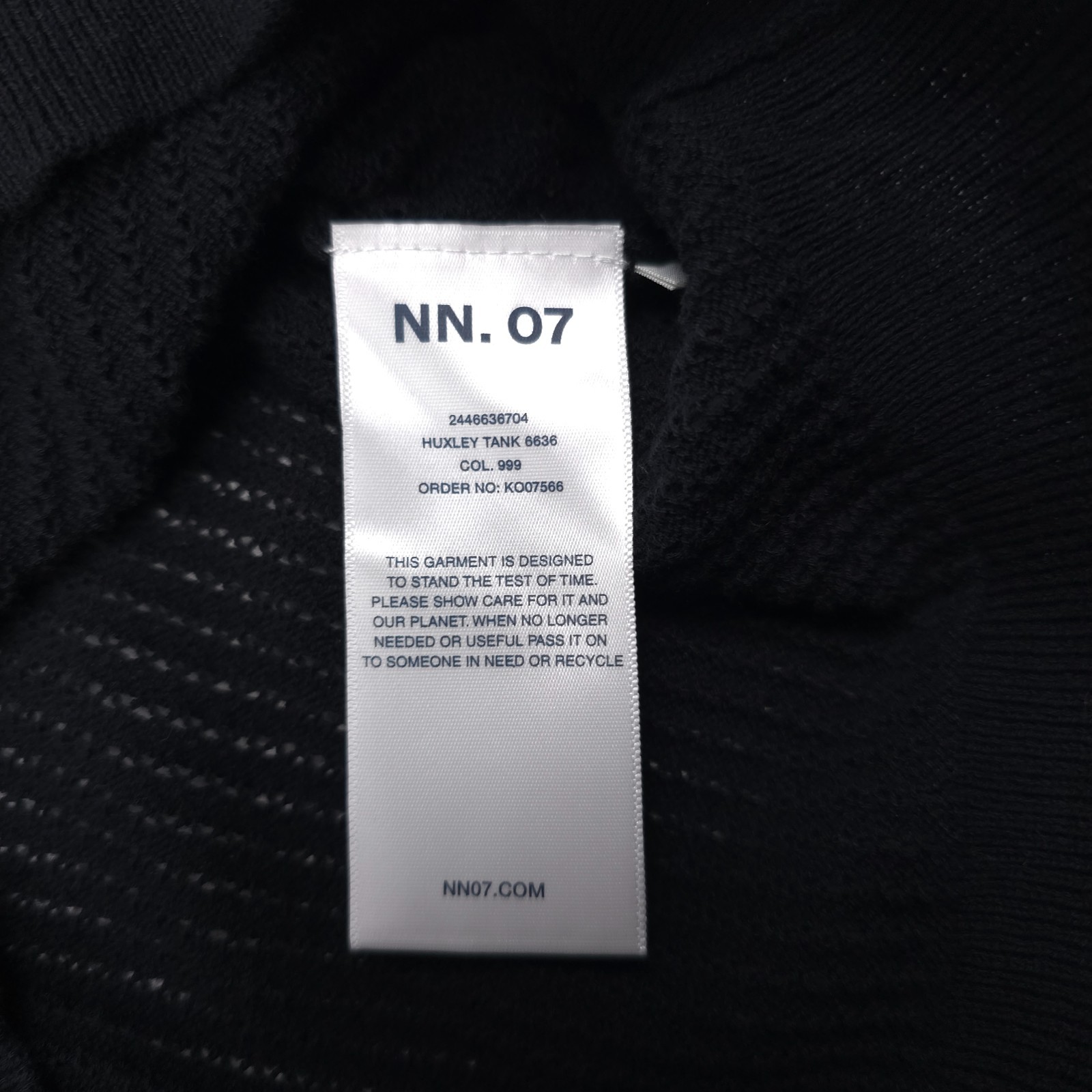 NN07 Huxley Tank Top Mens XL Black Cotton Open Knit Ribbed Collar Cotton gallery