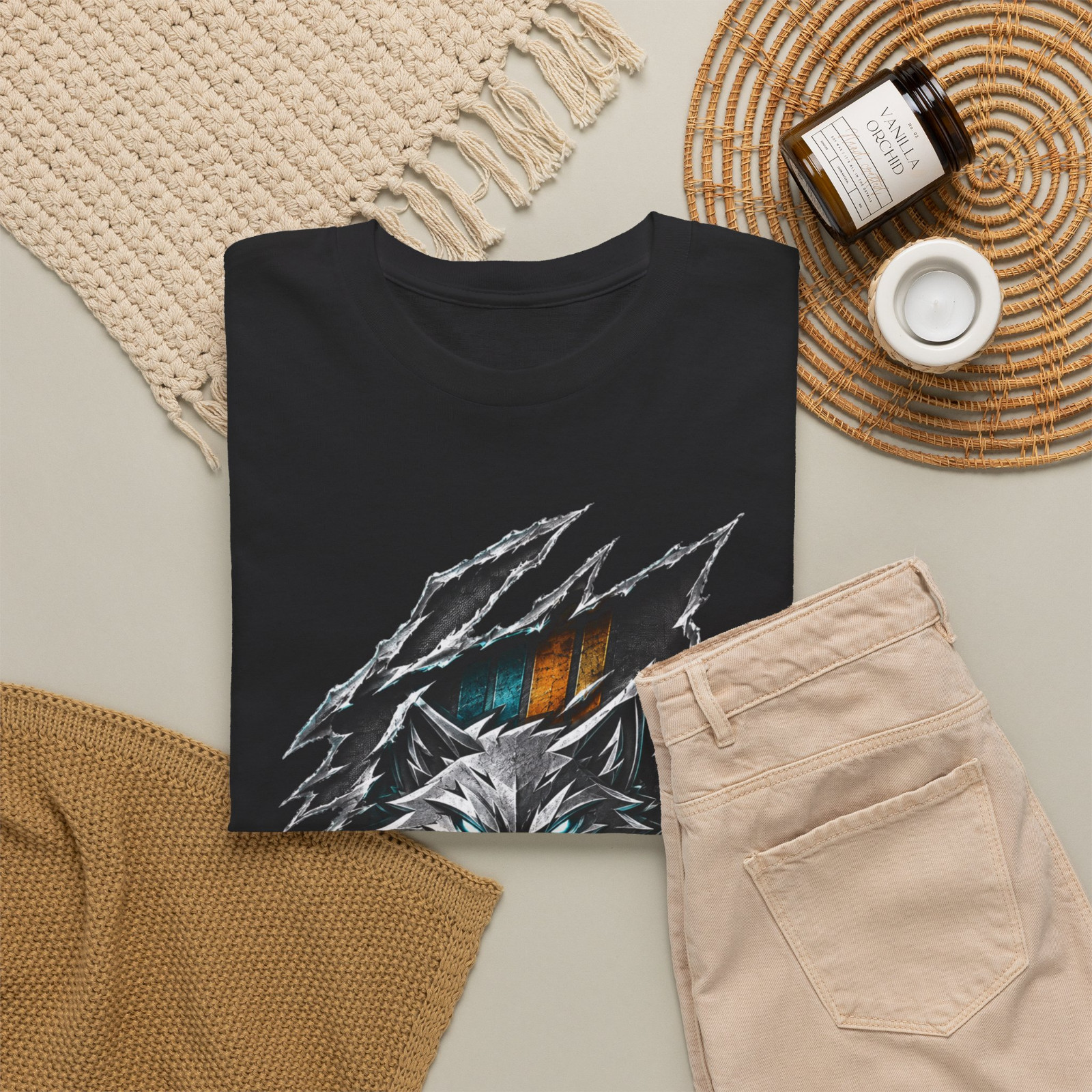 Rapid Instinct Metallic Wolf Ripped Claw Graphic T-Shirt gallery