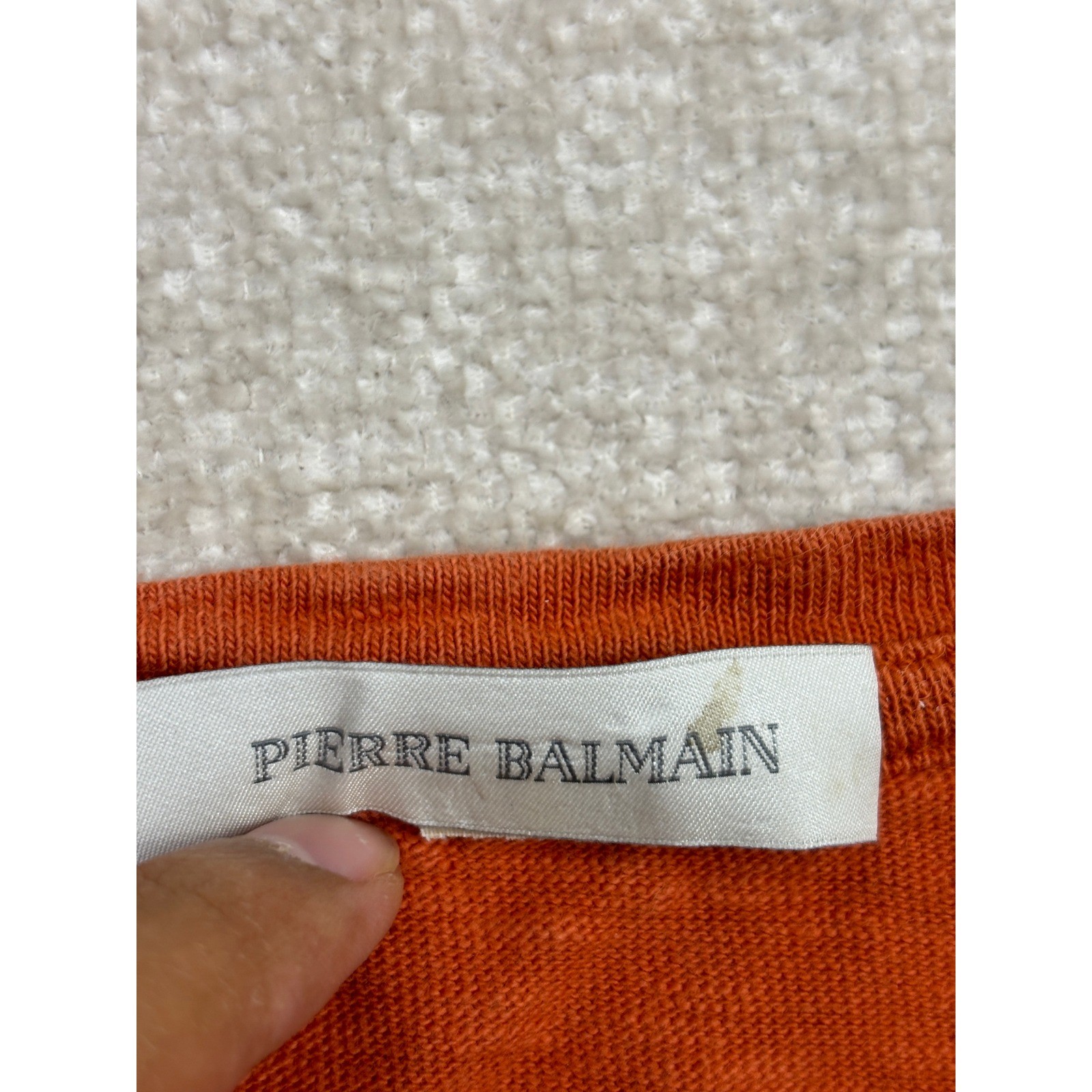 Pierre Balmain Mens Burnt Orange Paris Graphic Cotton T-Shirt Size Large 52 gallery