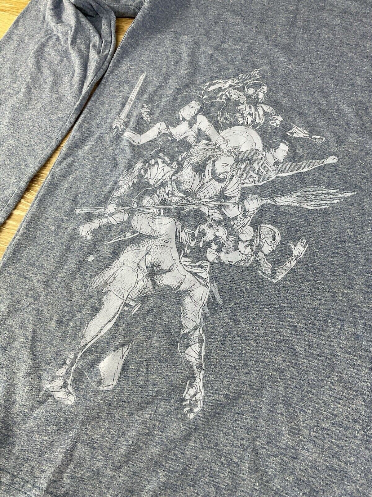 LootCrate Exclusive Justice League Large Long Sleeve Blue Graphic Print T Shirt. gallery