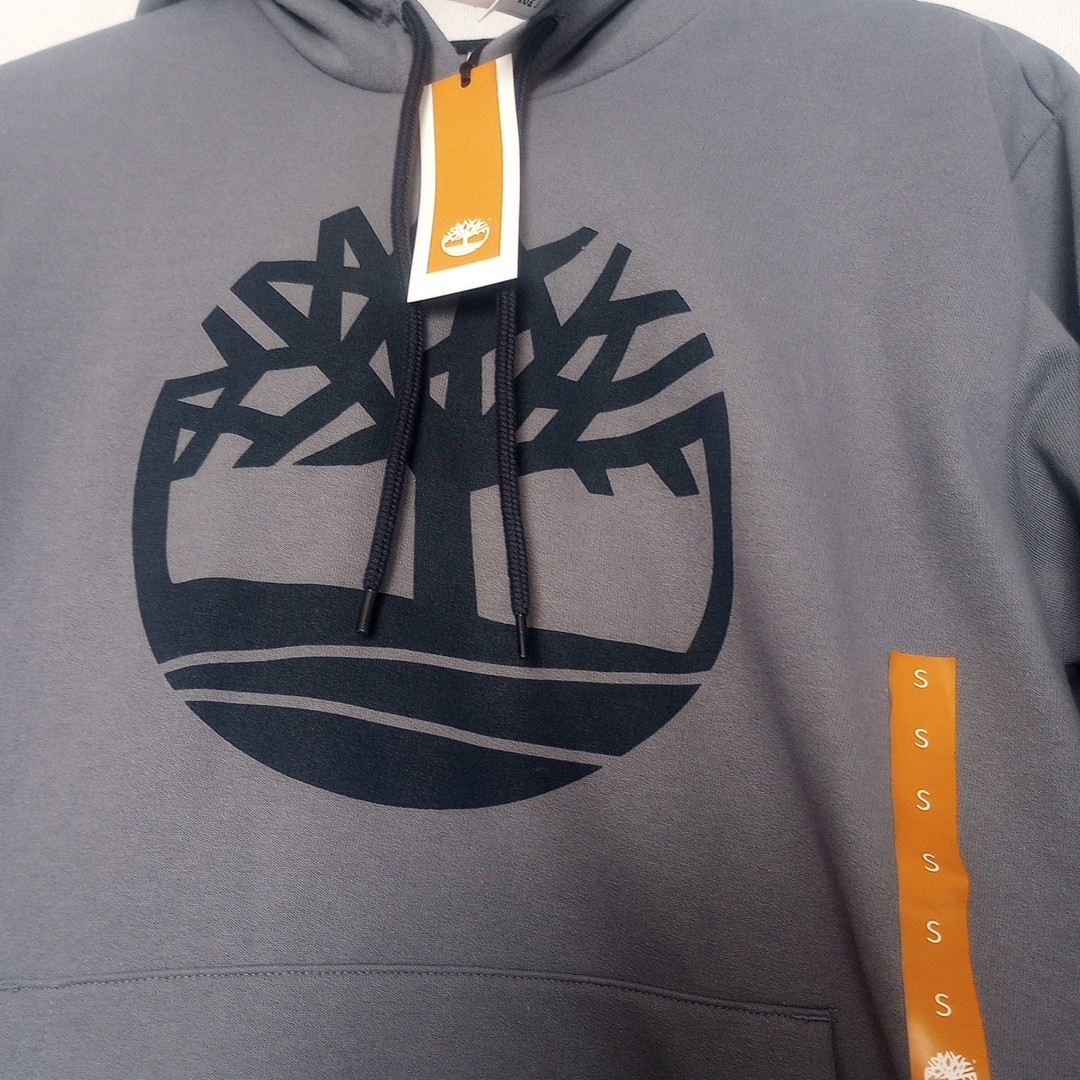 Timberland Unisex Tree Logo Folkstone Grey Hoodie With Kangaroo Pocket Size Sm gallery