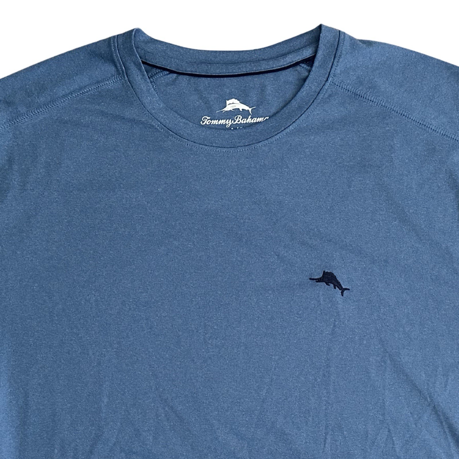 Tommy Bahama Mens Large Blue Performance Shirt Athletic Stretch Short Sleeve Tee gallery