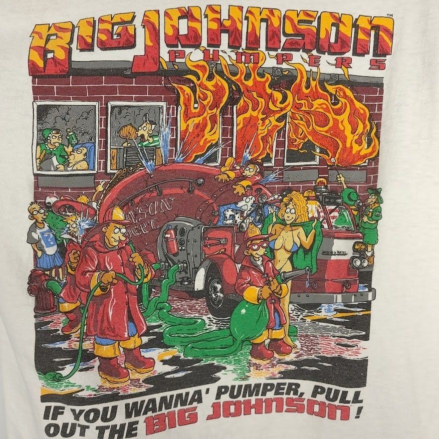 90s Big Johnson Pumpers short sleeve white color tee shirt VK10330