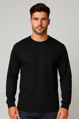 Plain Long Sleeve T-shirts Round Neck [JOHN SON]Super Heavy Weight[M~4XL] Single