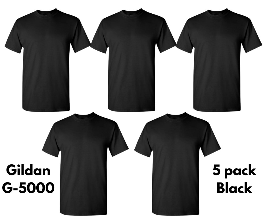Gildan (5-pack) Black Solid Heavy Cotton Short Sleeve Blank T-Shirt S-3XL gallery