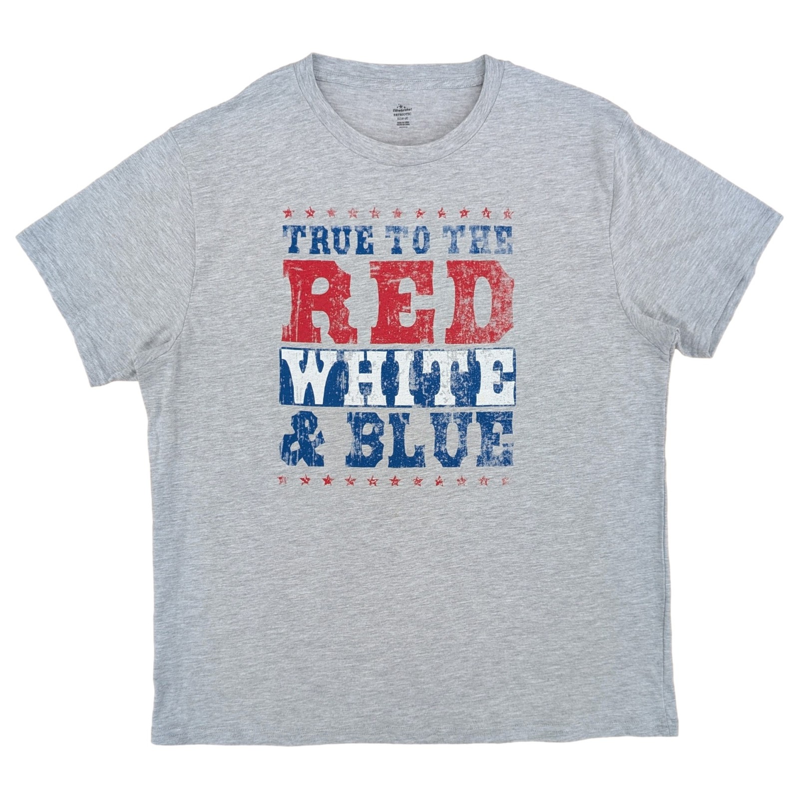 Mens Heather Gray Patriotic Americana Red White Blue Graphic T-Shirt gallery