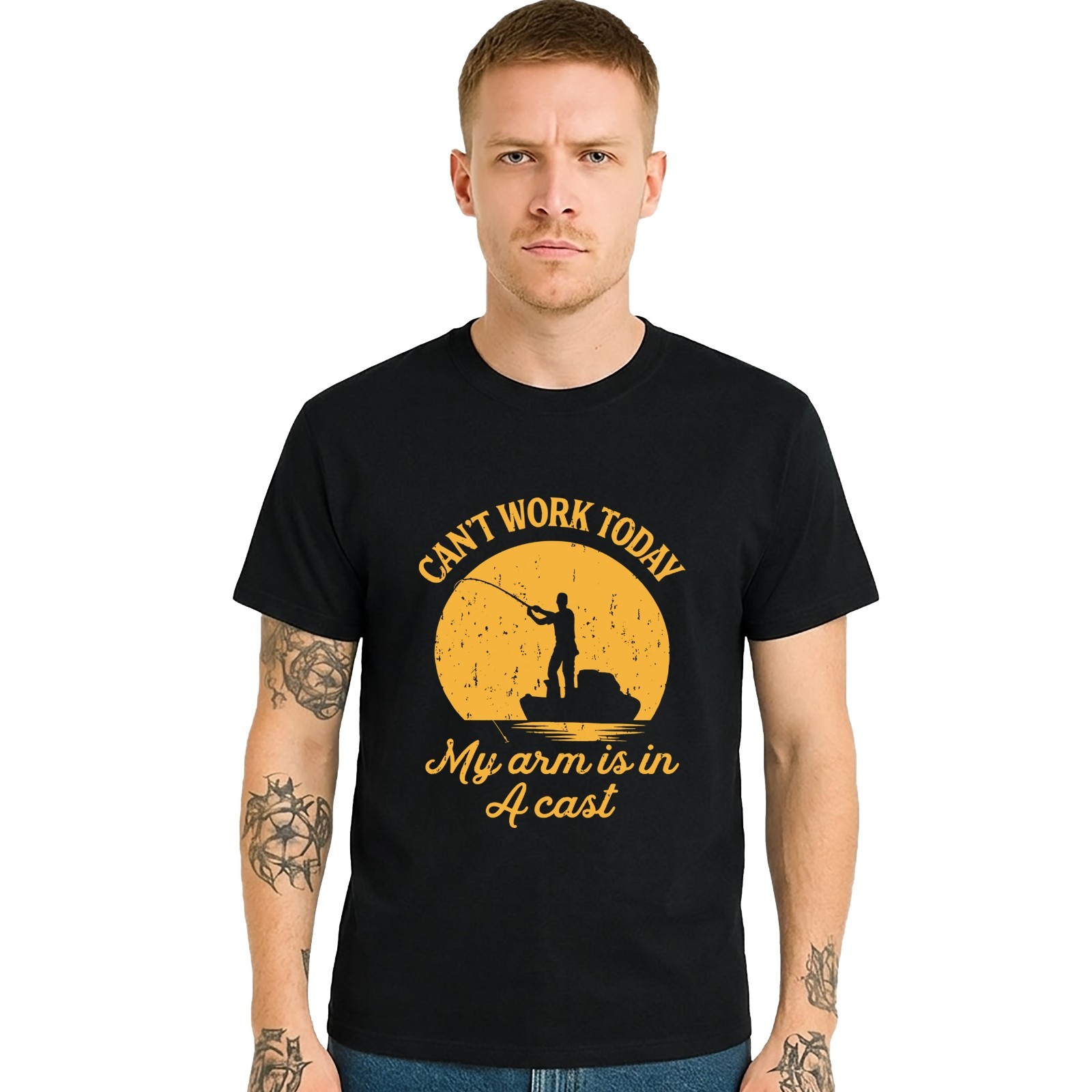Can't Work Today My Arm Is In A Cast Joke Funny Mens T-Shirt Party Gift Tee Top gallery