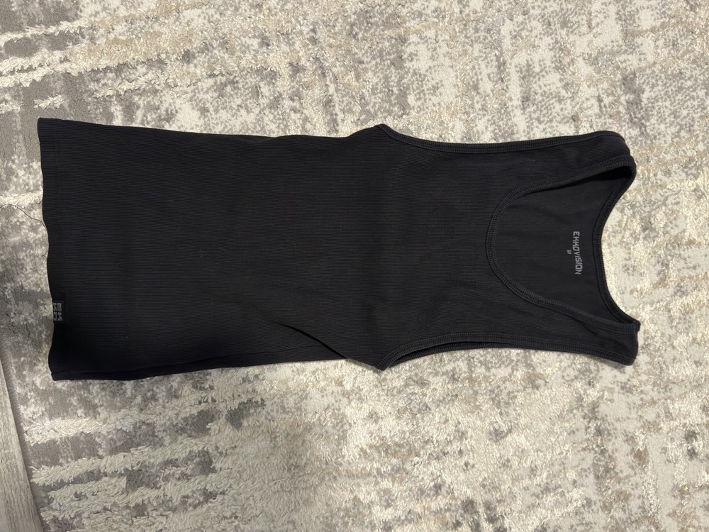 Ekkovision Men’s Solid Ribbed Comfort Core Beater Tank Top Black Size Size M