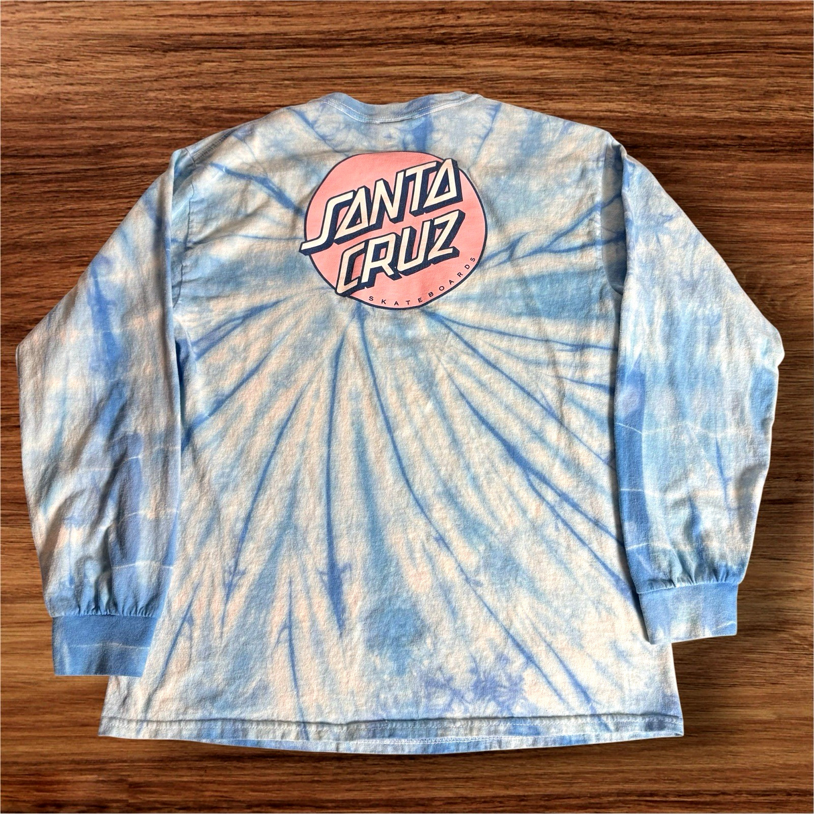 Santa Cruz Skateboards Tie Dye Long Sleeve T Shirt Men's M Blue Pink Surf Skate gallery
