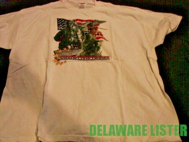 US Military SUPPORT OUR TROOPS USA White T-shirt Many size Available New in Bag gallery