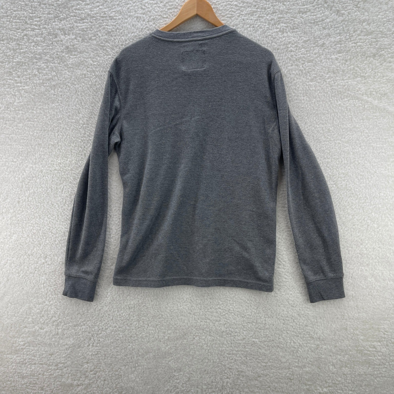 St Johns Bay Shirt Mens M Gray Waffle Knit Thermal Henley Grunge Y2K Granola gallery