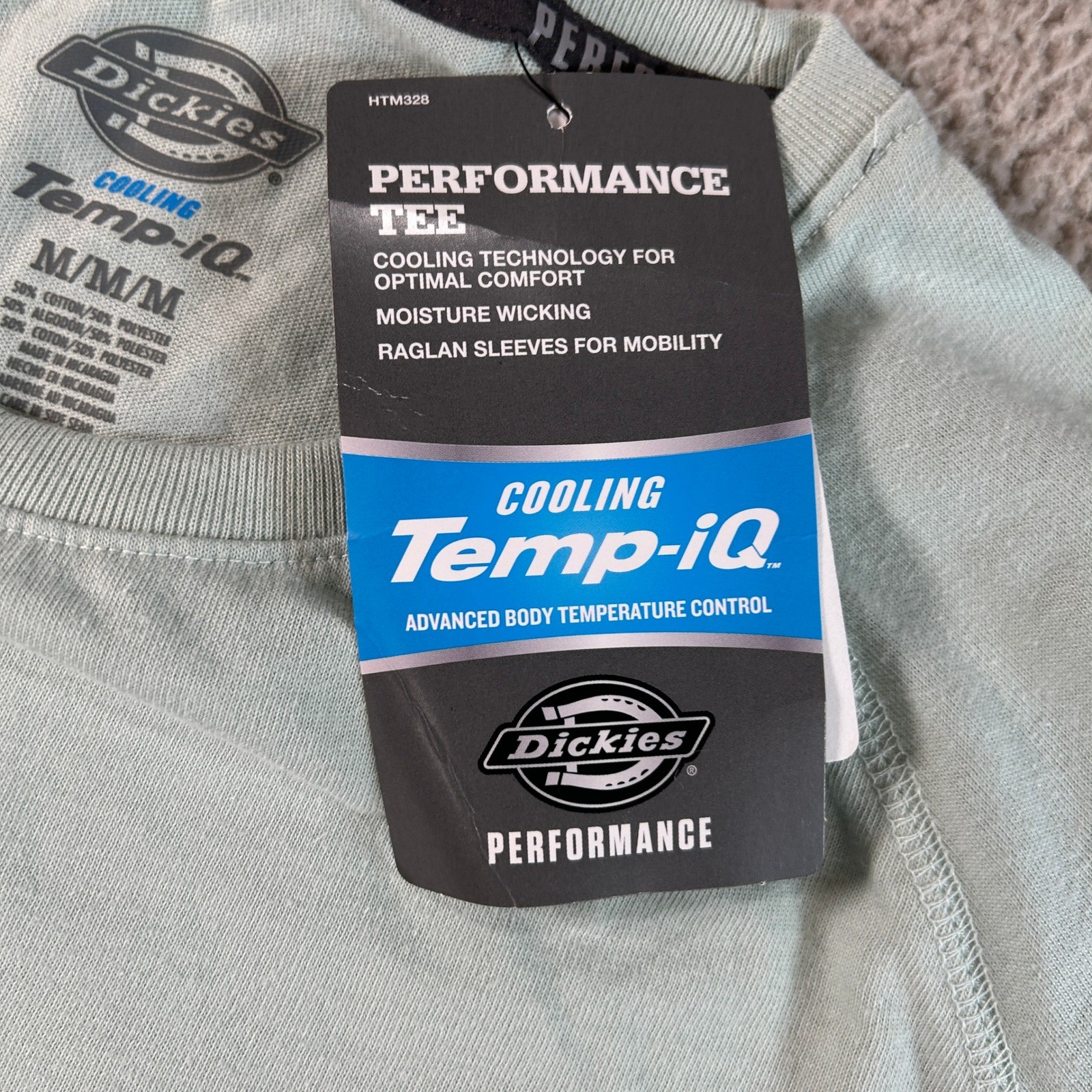 Dickies Cooling Temp IQ Performance T Shirt Mens Medium M Light Blue Pocket New gallery