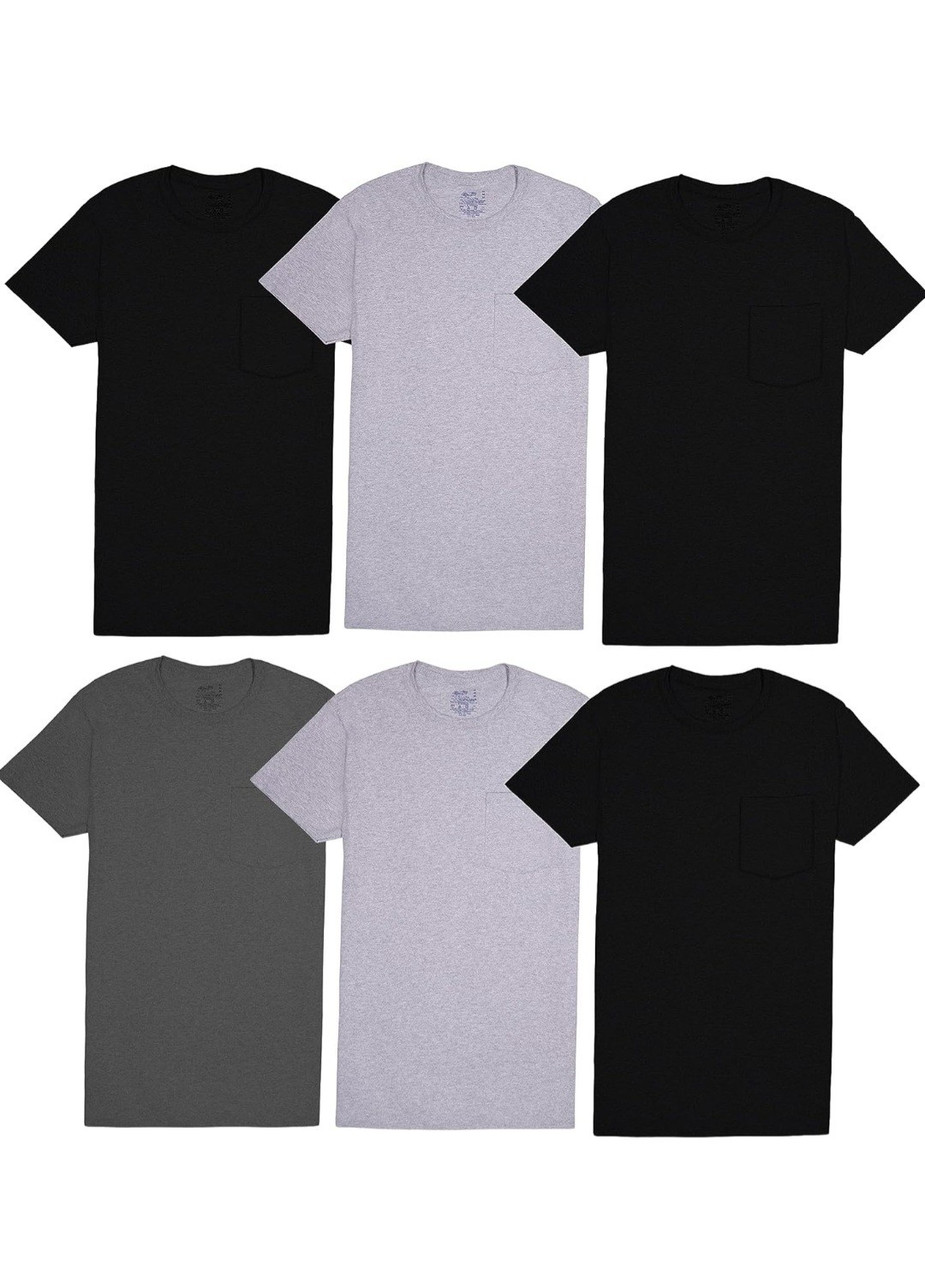 Fruit Of The Loom Men's 6pk Pocket Tees Size L New Moisture Wicking Eversoft gallery
