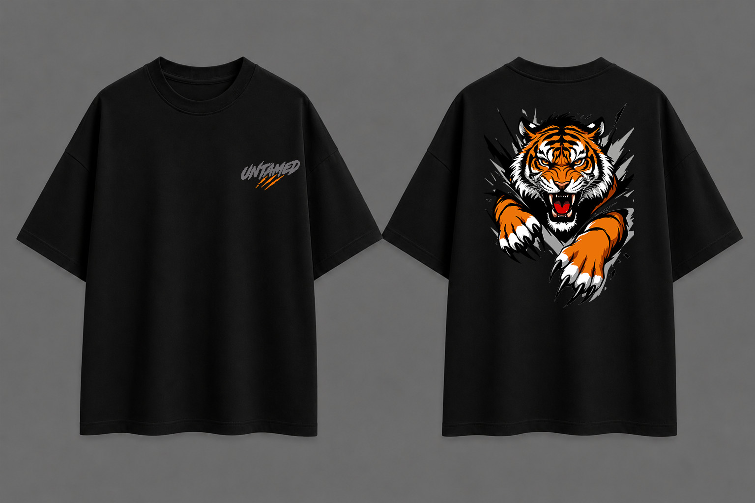 Oversized Graphic T-Shirt Men Streetwear Tiger Printed Cotton Tee Urban Fashion
