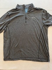 ORVIS Shirt Mens Extra Large Gray Logo 1/4 Zip Stand Collar Pullover Knit