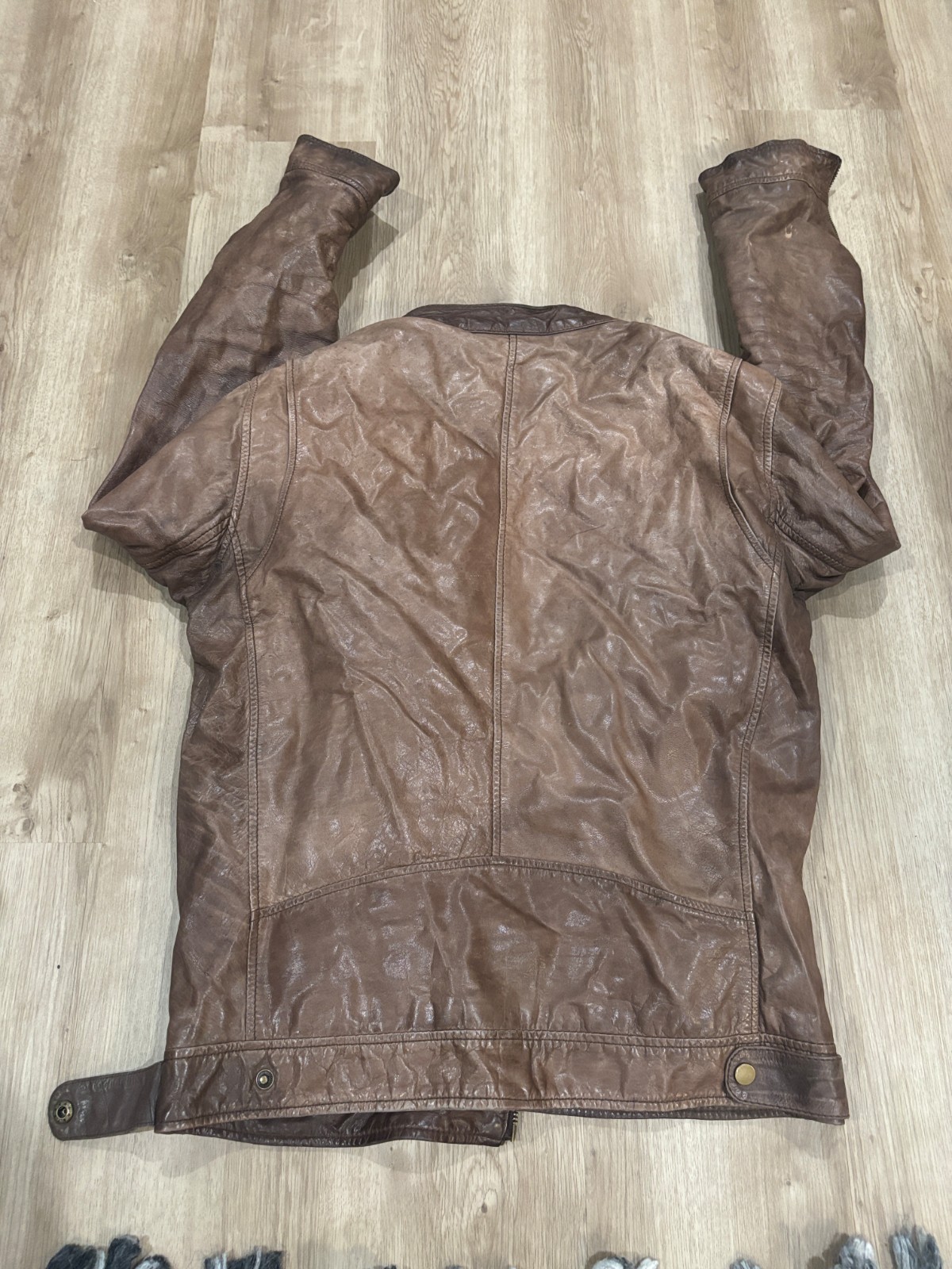 Black Rivet Men’s Genuine Leather Jacket Brown Zip Front Size M gallery