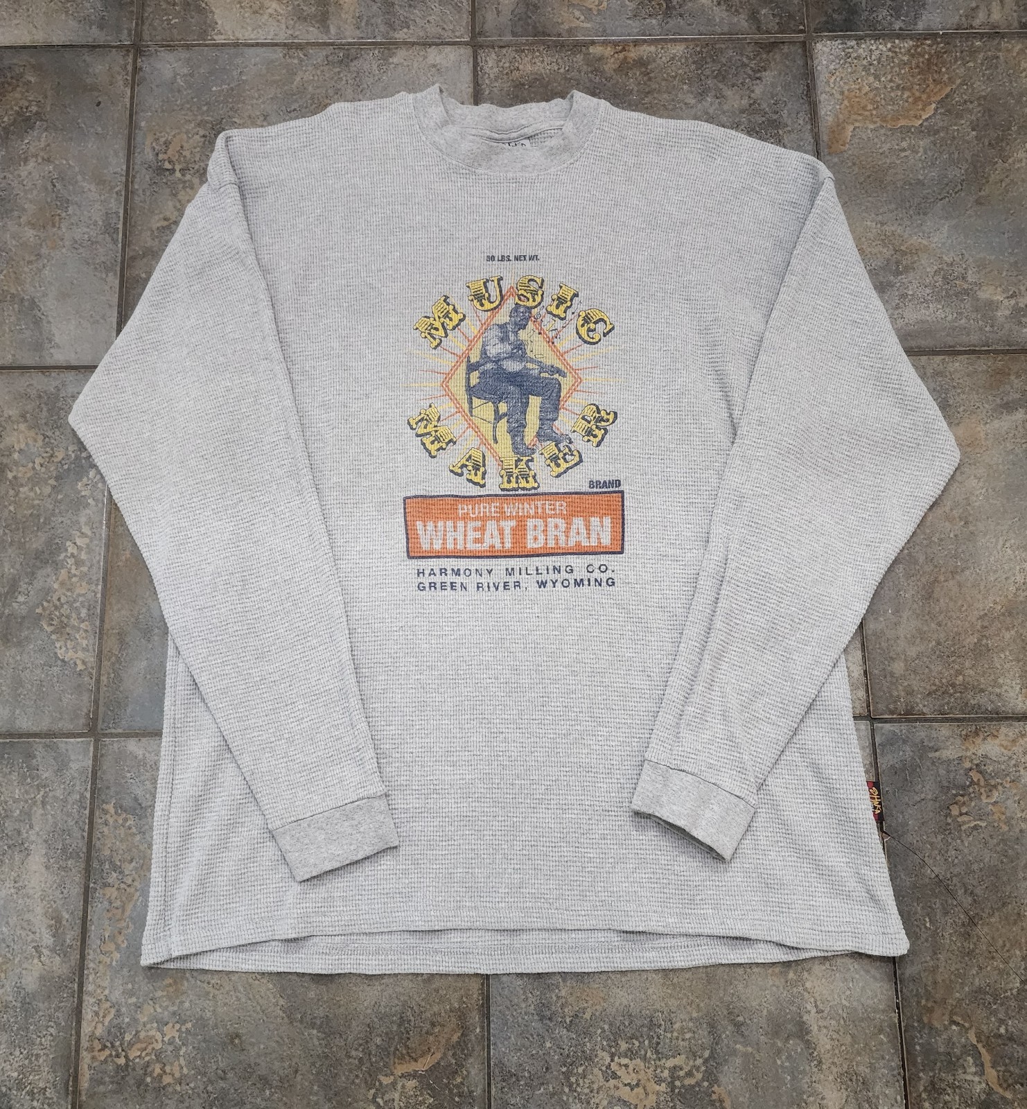 Vintage Y2K Shakawear Men’s 2XL Tall Music Maker Wheat Bran Thermal T Shirt