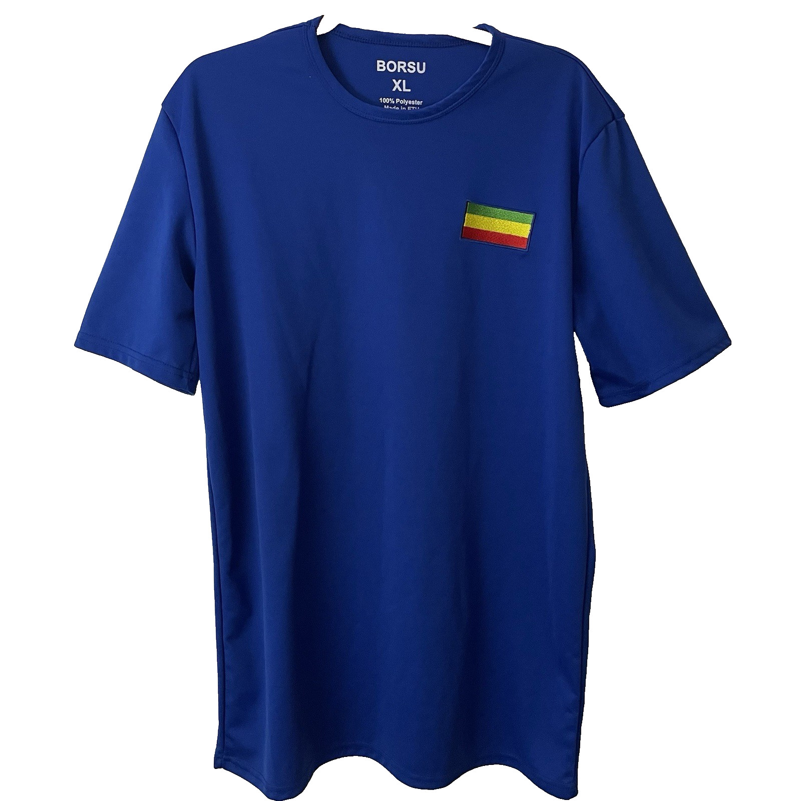 Borsu Men’s XL Ethiopia Jersey Shirt Blue Ethiopia Flag Short Sleeve gallery