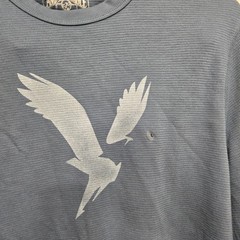 American Eagle Mens Waffle Knit Long Sleeve Shirt Blue Eagle Graphic Size L