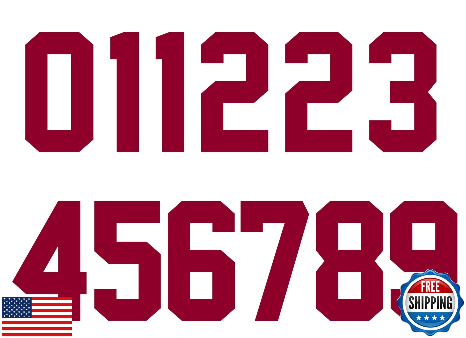 Numbers Kit(0-9),6″ Tall for Sports T-Shirt Jersey Football Baseball,Iron On,
