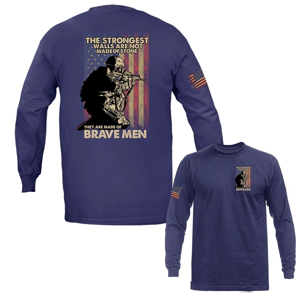 Brave Man US Army Military Veteran American Pride Graphic Long Sleeve