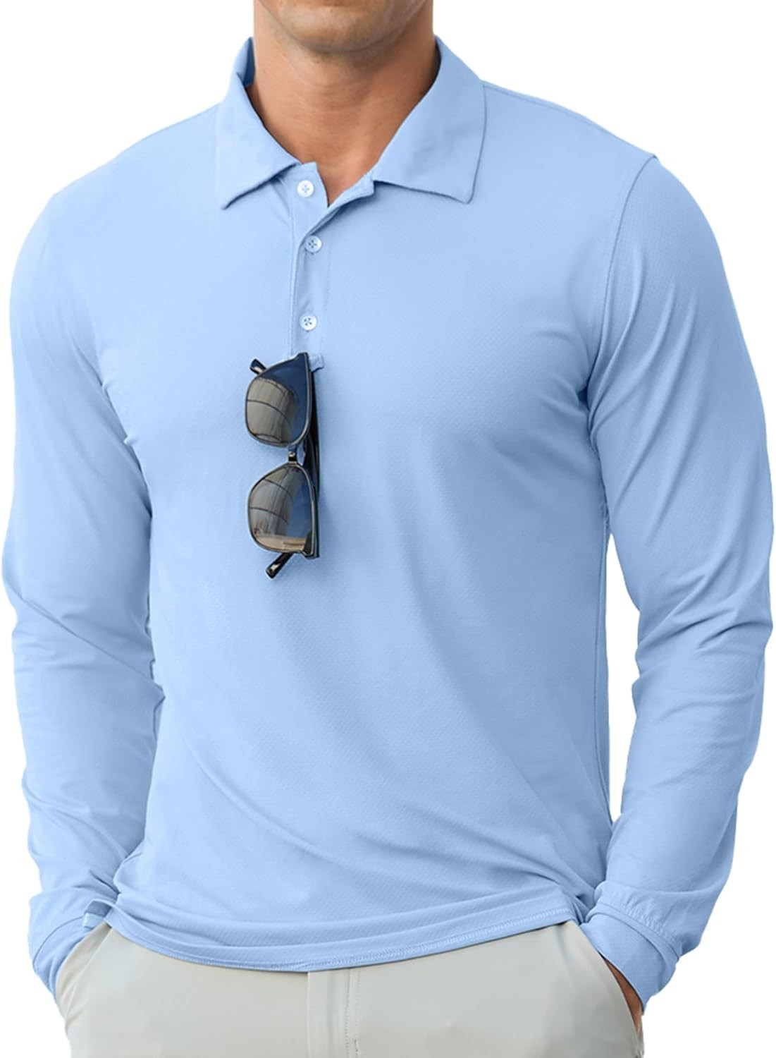 Men's Long Sleeve Golf Polo Shirt UPF 50+ Quick Dry Lightweight Performance Tee gallery